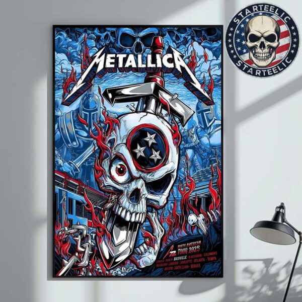 Metallica M72 Nashville Event Poster North American Tour 2025 Schedule Location Home Decor Poster Canvas