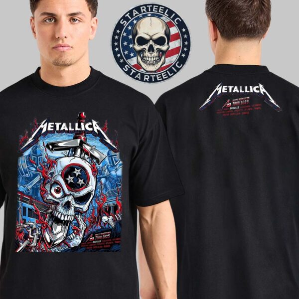 Metallica M72 Nashville Merch Tee North American Tour 2025 Schedule Location Two Sides Unisex T-Shirt