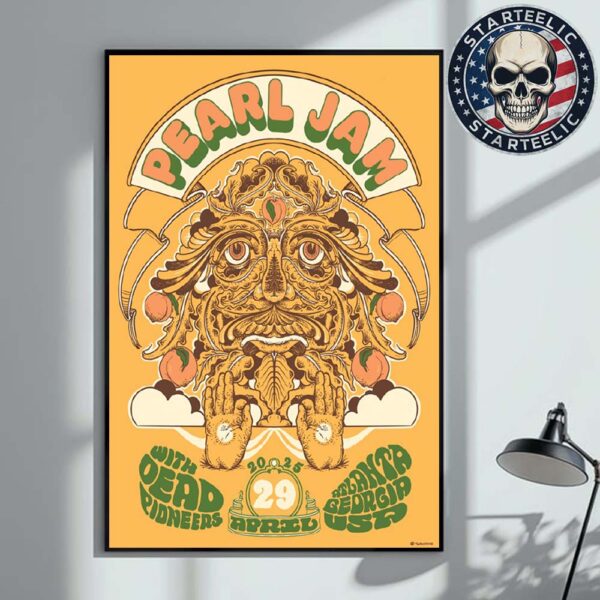 Pearl Jam With Dead Pioneers Event Poster At Atlanta In Georgia USA On April 29th 2025 Artwork By Taylor Rushing Home Decor Poster Canvas