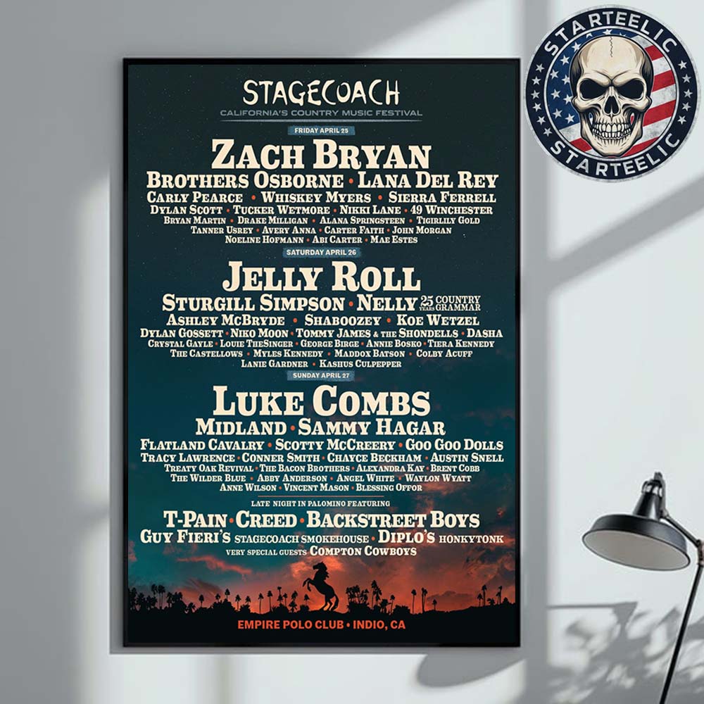 Stagecoach 2025 Event Poster California Country Music Festival Lineup At Empire Polo Club In Indio Ca On April 25th 26th And 27th 2025 Home Decor Poster Canvas