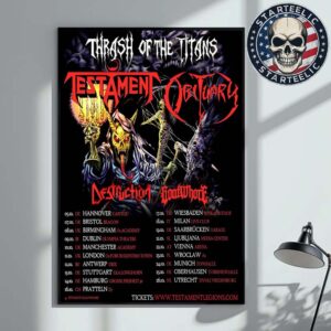 Thrash Of The Titans With Testament And Obituary Event Poster Europe Tour 2025 Schedule Home Decor Poster Canvas