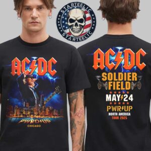 ACDC Chicago PWR Up North America Tour 2025 Merch Tee At Soldier Field In Chicago Illinois On May 24th 2025 Two Sided Unidex T-Shirt