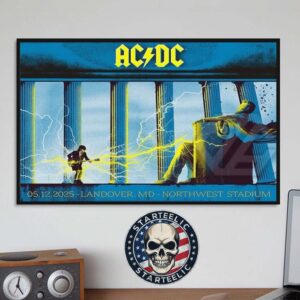 ACDC PWR Up Tour 2025 Event Poster At Pop Up Northwest Stadium In Landover MD On May 12th 2025 Home Decor Poster Canvas