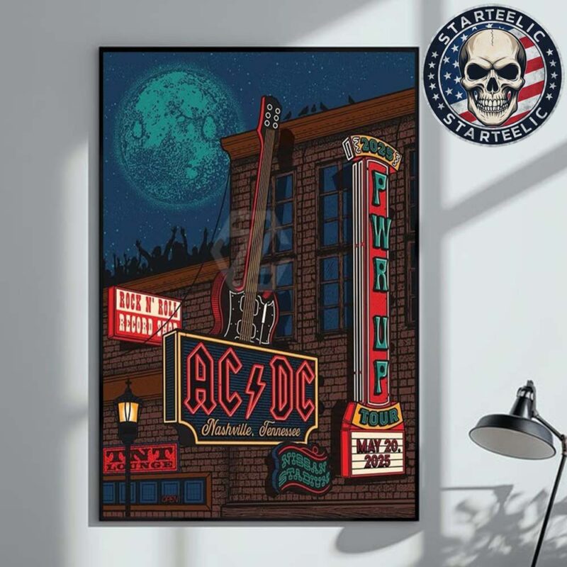 ACDC PWR Up Tour 2025 Nashville Poster In Nashville Tenessee At Nissan Stadium On May 20th 2025 Home Decor Poster Canvas