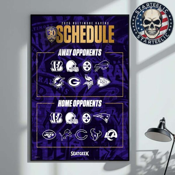 Baltimore Ravens Matchup 2025 NFL Schedule Home Decor Poster Canvas