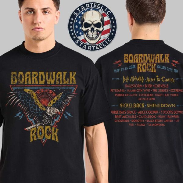 Boardwalk Rock 2025 Eagle Lineup In Ocean City MD On May 17th And 18th 2025 Tee Two Sided Unisex T-Shirt