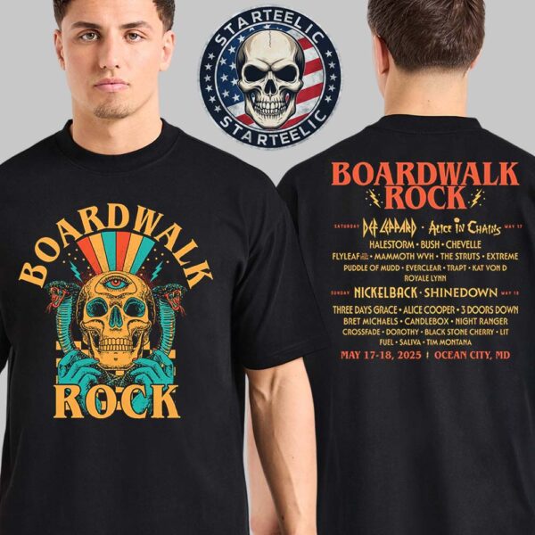 Boardwalk Rock 2025 Skull Lineup In Ocean City MD On May 17th And 18th 2025 Tee Two Sided Unisex T-Shirt
