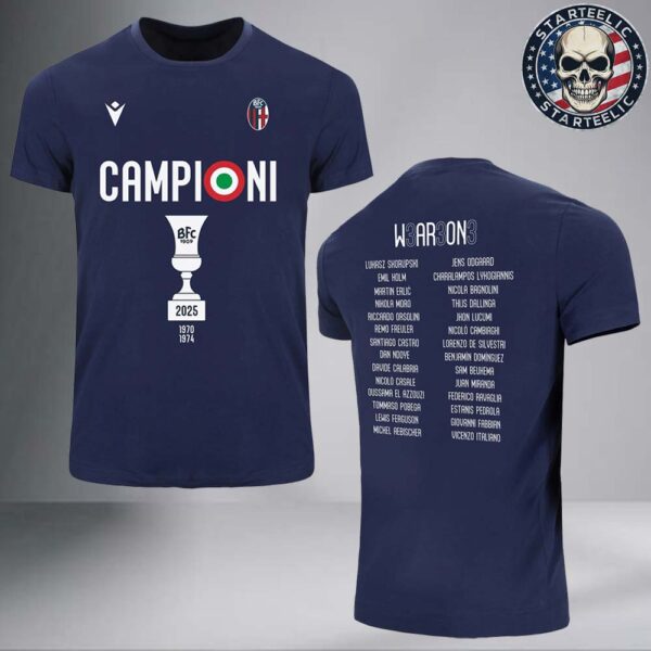 Bologna FC 1909 W3ar3on3 Campioni Coppa Italia Champions 2025 Celebrative Two Sided Unisex T-Shirt
