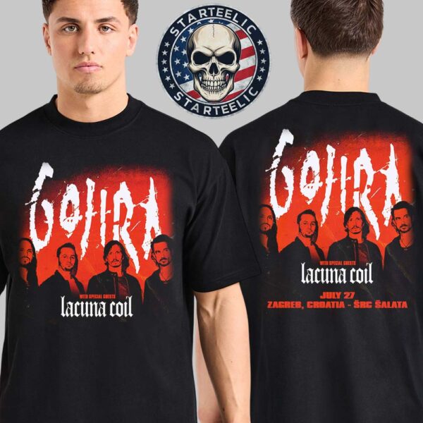Gojira With Lacuna Coil Event Poster In Zagreb Croatia At SRC Salata On July 27th 2025 Unisex T-Shirt