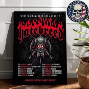 Hatebreed European Savagery Tour 2025 Part 2 Schedule Home Decor Poster Canvas