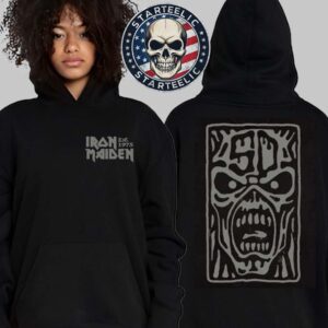 Iron Maiden 50th Logo Stamp Stonewashed Unisex Pullover Hoodie