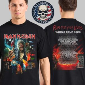 Iron Maiden Wolrd Tour 2025 Run For Your Lives 2025 Tour Schedule Tee Two Sided Unisex T-Shirt