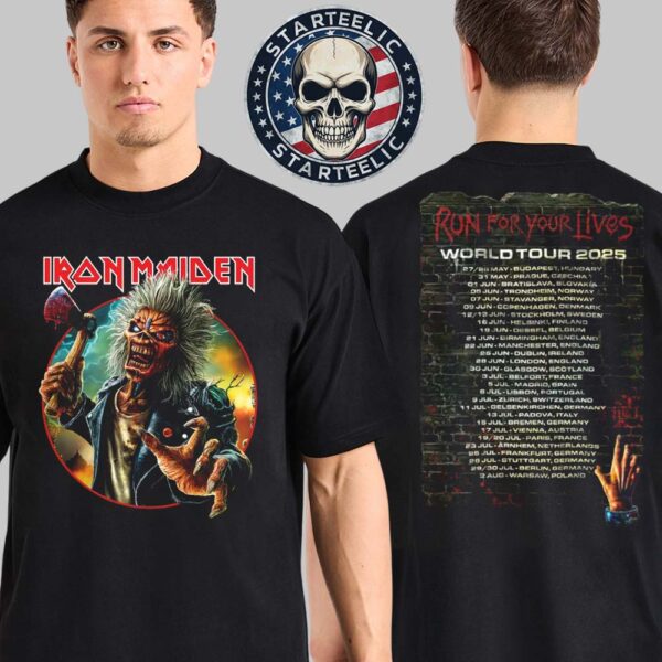 Iron Maiden Wolrd Tour 2025 Run For Your Lives 2025 Tour Tee Two Sided Unisex T-Shirt