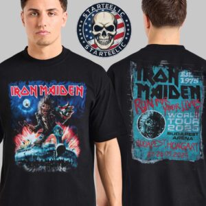 Iron Maiden World Tour 2025 Run For Your Lives Merch Tee At Budapest Arena In Budapest Hungary On May 27th And 28th 2025 Two Sided Unisex T-Shirt