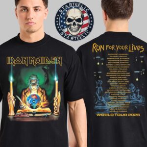 Iron Maiden World Tour 2025 Run For Your Lives Retro Clairvoyant 2025 Tour Tee Two Sided Unisex T-Shirt