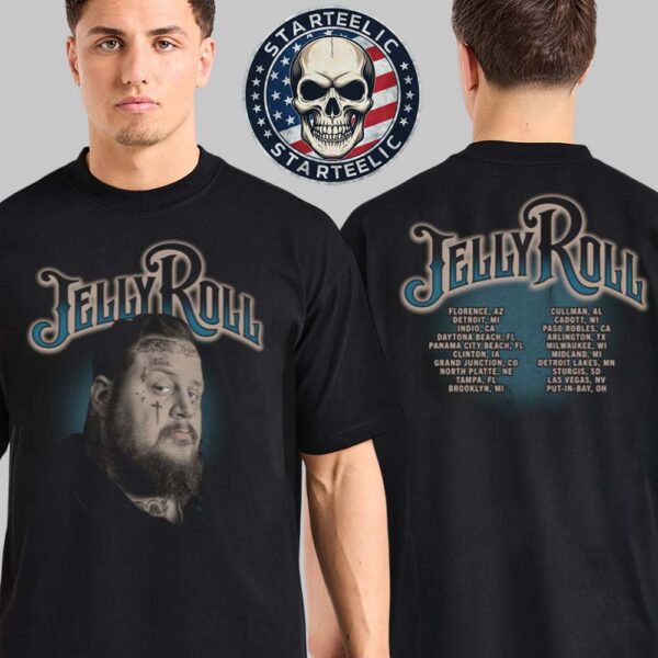 Jelly Roll 2025 Blue Portrait Tour Tee Schedule Two Sided Unisex T-Shirt