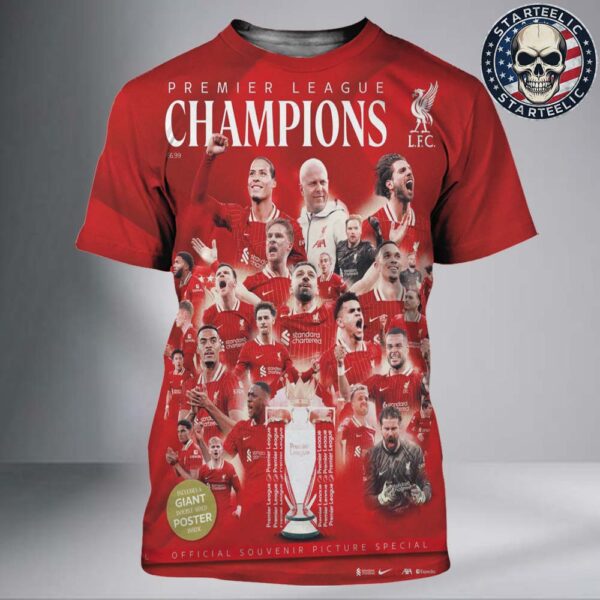 Liverpool FC Champ20ns Premier League Winner 2025 Magazine All Over Print Shirt