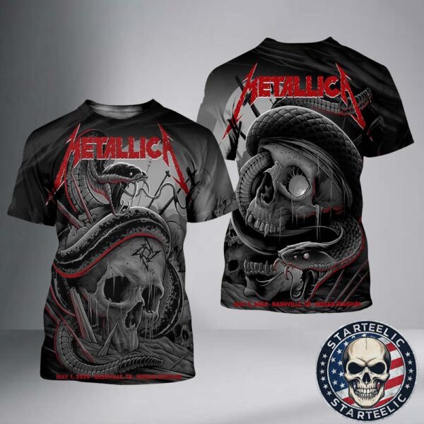 Metallica M72 Nashville Night 1 And 2 Event Poster North American Tour 2025 At Nissan Stadium In Nashville TN On May 1st And 3rd 2025 All Over Print Shirt