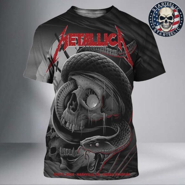 Metallica M72 Nashville Night 2 Event Poster North American Tour 2025 At Nissan Stadium In Nashville TN On May 3rd 2025 All Over Print Shirt