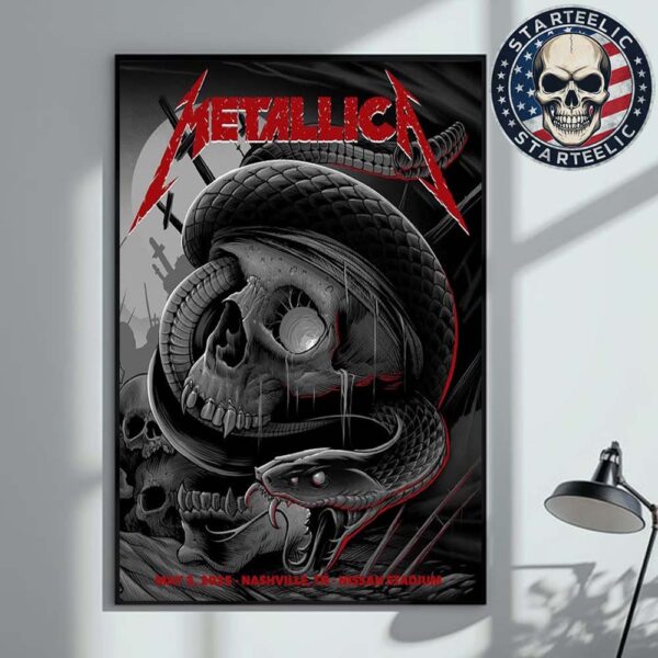 Metallica M72 Nashville Night 2 Event Poster North American Tour 2025 At Nissan Stadium In Nashville TN On May 3rd 2025 Home Decor Poster Canvas