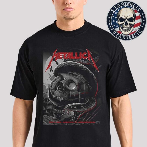 Metallica M72 Nashville Night 2 Event Poster North American Tour 2025 At Nissan Stadium In Nashville TN On May 3rd 2025 Unisex T-Shirt