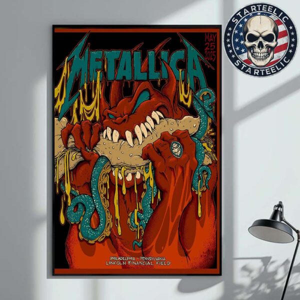 Metallica M72 Philly 2025 Night 2 Tonight Poster For Philadelphia Pennsylvania At Lincoln Financial Field On May 25th 2025 Home Decor Poster Canvas