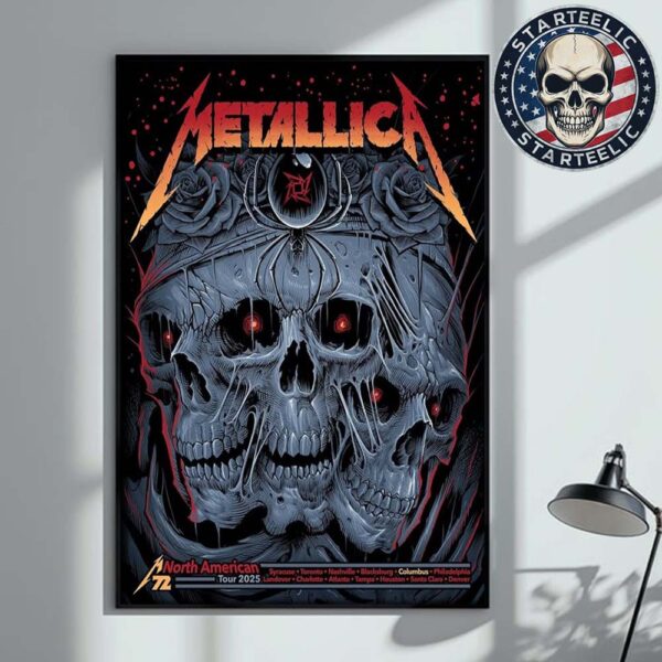 Metallica M72 Sonic Temple North American Tour 2025 Event Poster In Columbus Ohio At Historic Crew Stadium Home Decor Poster Canvas