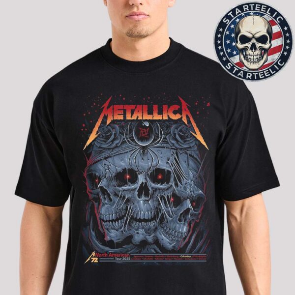 Metallica M72 Sonic Temple North American Tour 2025 Event Poster In Columbus Ohio At Historic Crew Stadium Unisex T-Shirt