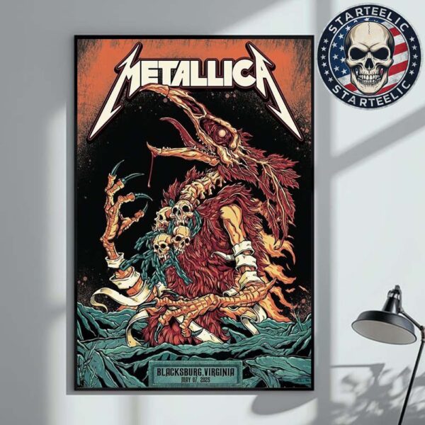 Metallica M72 Virginia Tech Event Poster For Blacksburg Virginia At Virginia Tech On May 7th 2025 Home Decor Poster Canvas
