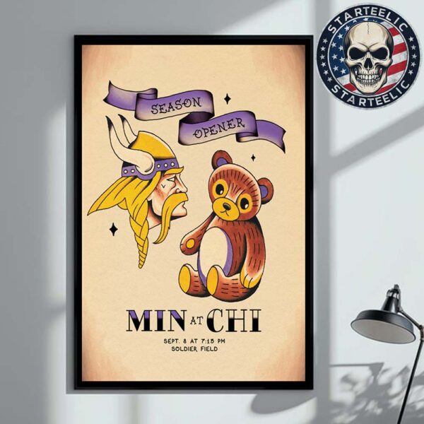 Minnesota Vikings Season Opener In Chicago Illinois At Soldier Field On September 8th 2025 NFL Home Decor Poster Canvas
