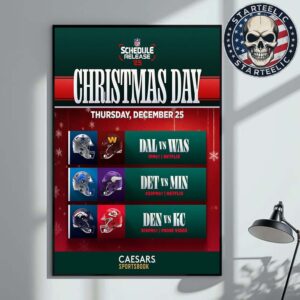 NFL 2025 Schedule Release Christmas Day Dallas Cowboys Vs Washington Commanders And Detroit Lions Vs Minnesota Vikings And Denver Broncos Vs Kansas City Chiefs Home Decor Poster Canvas