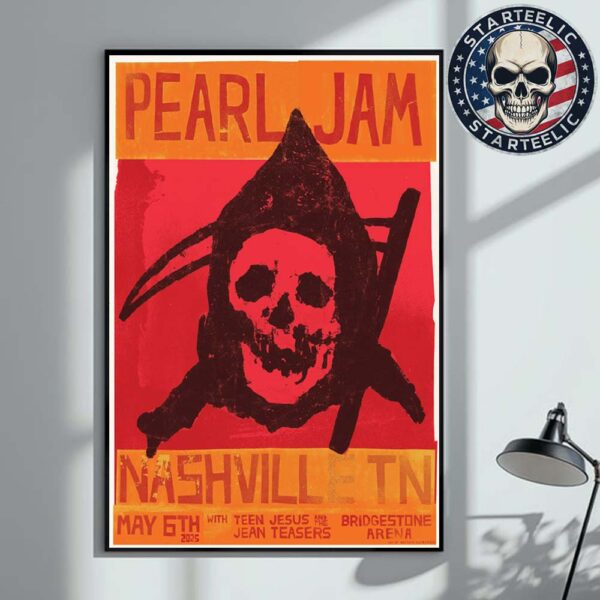 Pearl Jam Dark Matter World Tour 2025 Event Poster At Bridgestone Arena In Nashville TN On May 6 2025 Home Decor Poster Canvas