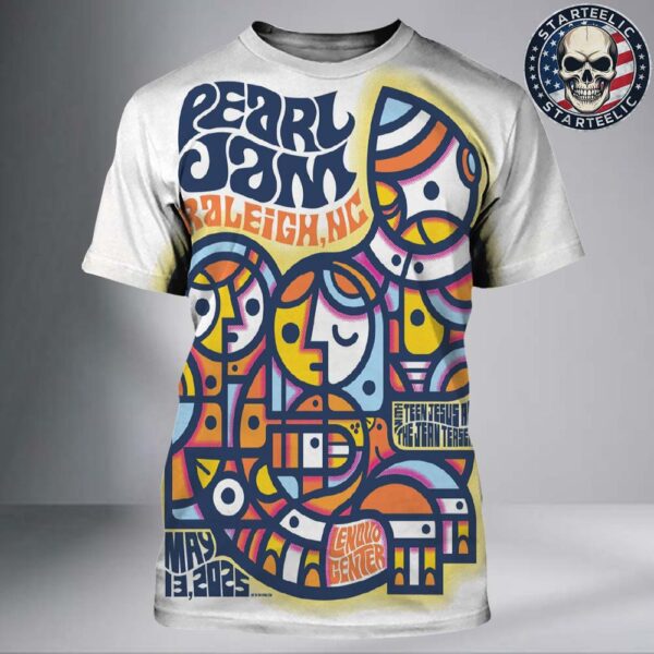 Pearl Jam Event Poster At Lenovo Center In Raleigh NC On May 13th 2025 Art By Don Pendleton All Over Print Shirt