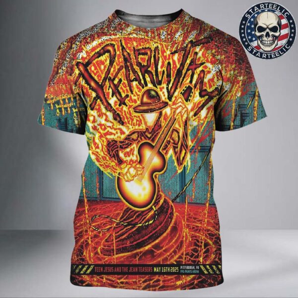 Pearl Jam Event Poster At PPG Paints Arena In Pittsburgh PA On May 16th 2025 Art By Brad Klausen All Over Print Shirt