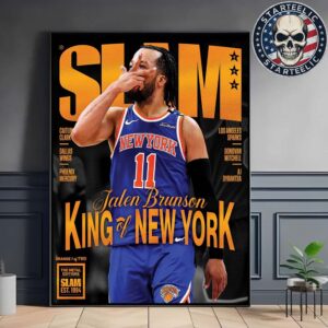 Slam 256 Orange Metal Cover Poster Jalen Brunson New York Knicks King Of New York NBA 2025 Home Decor Poster Canvas