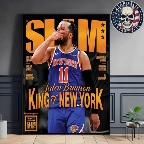 Slam 256 Orange Metal Cover Poster Jalen Brunson New York Knicks King Of New York NBA 2025 Home Decor Poster Canvas