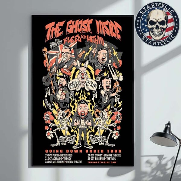 The Ghost Inside With Bleed From Within Going Down Under Tour 2025 Dates List Schedule In Australia On October 2025 Home Decor Poster Canvas