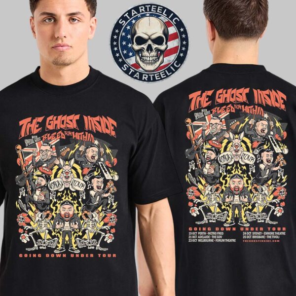 The Ghost Inside With Bleed From Within Going Down Under Tour 2025 Dates List Schedule In Australia On October 2025 Two Sided Unisex T-Shirt