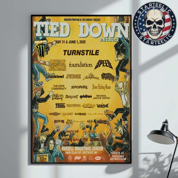 Tied Down Detroit Event Poster At Russell Industrial Center In Detroit Michigan On May 31 And June 1st 2025 Home Decor Poster Canvas