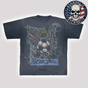 Travis Scott Cactus Jack CJ X FC Barcelona Washed Spray Logo Tee Unisex T-Shirt