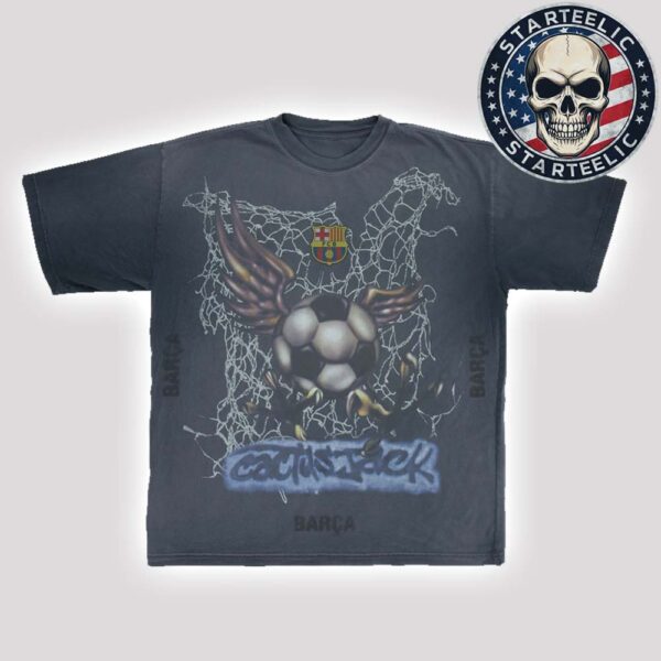 Travis Scott Cactus Jack CJ X FC Barcelona Washed Spray Logo Tee Unisex T-Shirt