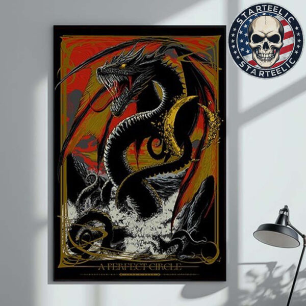 A Perfect Circle Exclusive Limited Ridgefield Dragon Poster At Cascades Amphitheater In Ridgefield WA On June 6 2025 Home Decor Poster Canvas