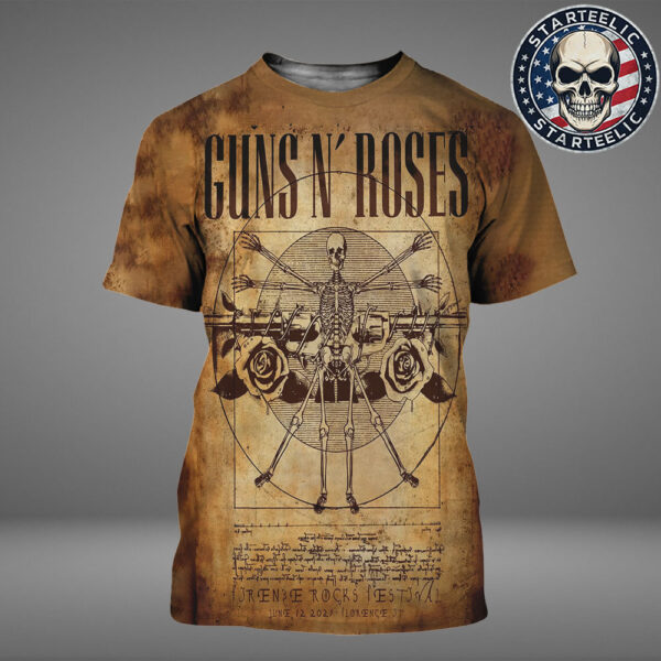 Guns N Roses Event Poster Firenze Rocks Festival 2025 At Visarno Arena In Florence Italy On June 12 2025 All Over Print Shirt