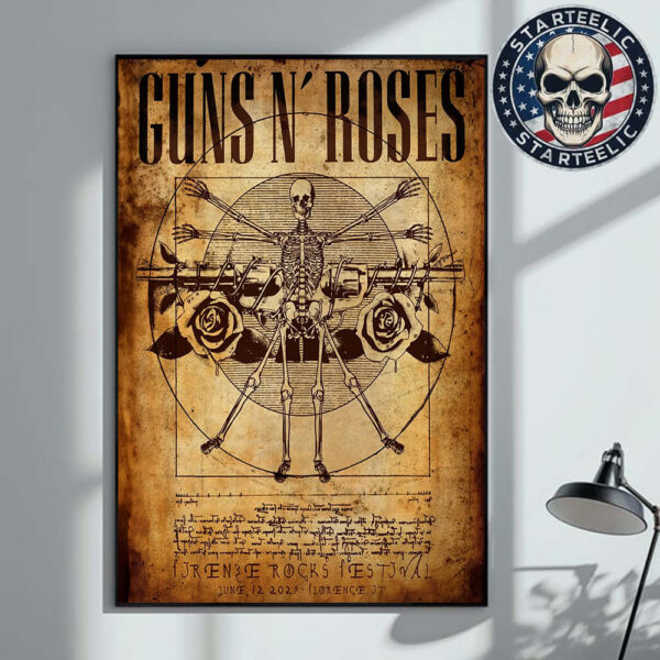 Guns N Roses Event Poster Firenze Rocks Festival 2025 At Visarno Arena In Florence Italy On June 12 2025 Home Decor Poster Canvas