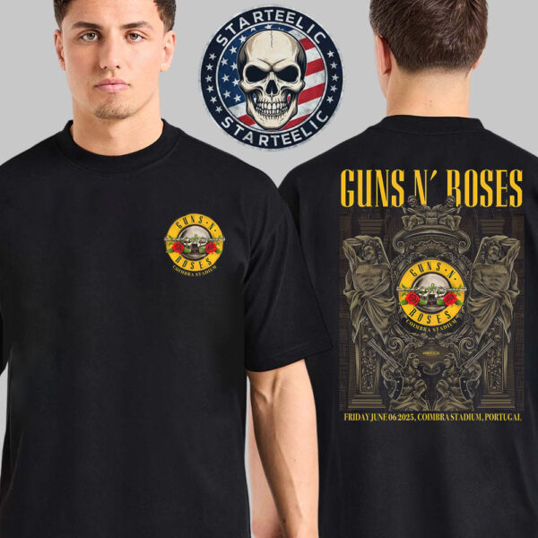 Guns N Roses Event Poster In Coimbra Portugal At Coimbra Stadium On June 6th 2025 Two Sided Unisex T-Shirt