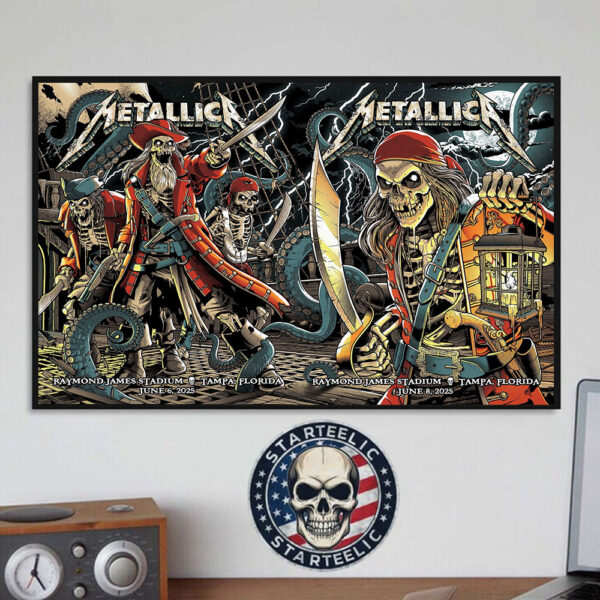 Metallica M72 Tampa 2025 Night 1 And 2 Merch Poster At Raymond James Stadium In Tampa Florida On June 6th And 8th 2025 Met On Tour 2025 Home Decor Poster Canvas