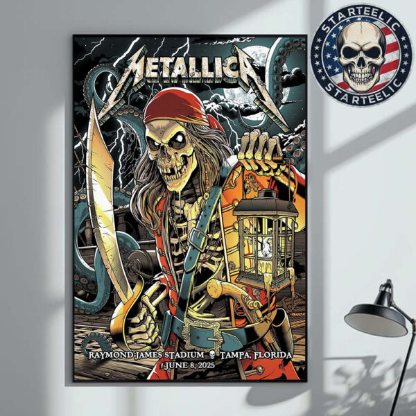 Metallica M72 Tampa 2025 Night 2 Merch Poster At Raymond James Stadium In Tampa Florida On June 8th 2025 Met On Tour 2025 Home Decor Poster Canvas