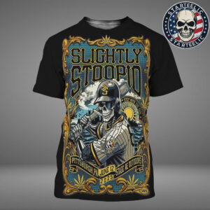 Slightly Stoopid Event Poster Step Into The Sun At Stage AE Outooors In Pittsburgh PA On June 12 2025 The Baseball Player Skeleton Artwork All Over Print Shirt