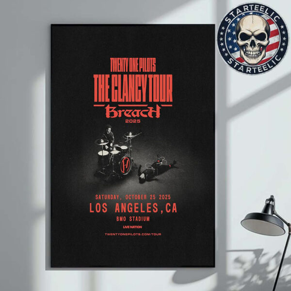 Twenty One Pilots Poster The Clancy Tour Breach 2025 At BMO Stadium In Los Angeles CA On October 25 2025 Home Decor Poster Canvas